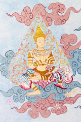 Obraz na płótnie Canvas Traditional Thai style painting art on temple wall 