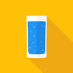 Glass of water. Flat icon with shadow. Vector illustration.