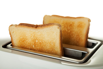 White toaster with two slices of bread