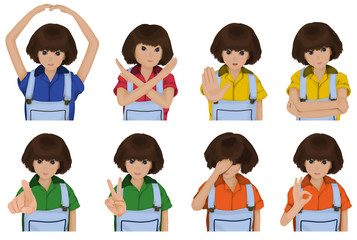 表現する女性のセット