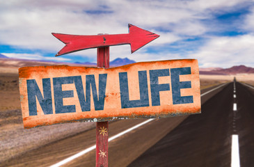 New Life sign with road background