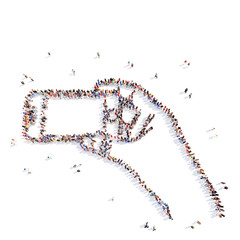 people in the form of a hand with phone.