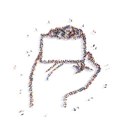 people in the form of a hand with business card.