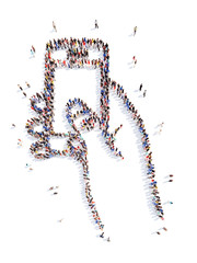 people in the form of a hand with phone, self.