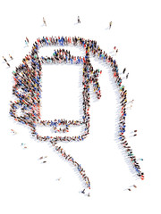 people in the form of a hand with phone, self.