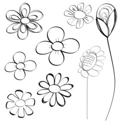 flowers doodle set vector