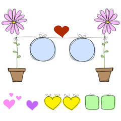 flowers with frame photo hanging and you can change item vector