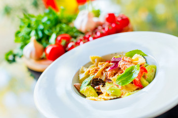 Salmon pasta salad