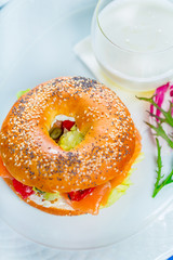 Bagel sandwich with salmon
