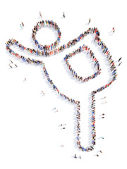 people in the form of a dancing man.