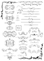 Vintage ruler, divider and title