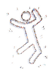 people in the form of a dancing man.