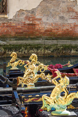 Italy. Venice. Details of typical venetian gondolas. © ngaliero