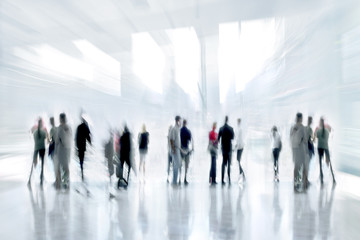 group of people in the lobby business center