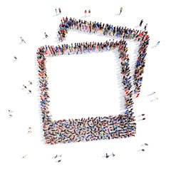 people in the form of Polaroid photographs