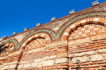 Old stone wall with ancient pattern, Church in Nessebar