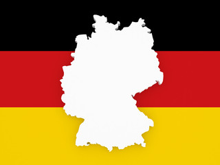 Three-dimensional map of Germany.