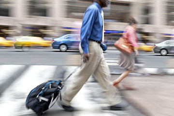 abstract image of business people in the street and modern style
