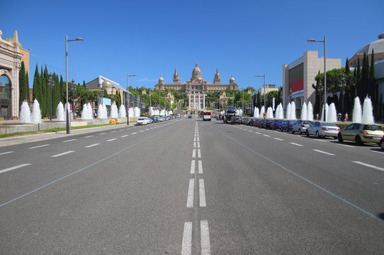 Queen Maria-Christina Avenue in Barcelona, Spain