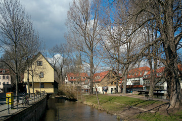 Fototapeta na wymiar Gera river, Erfurt, Germany