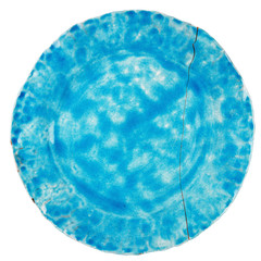 Broken blue ceramic plate