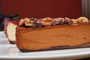 cheesecake with chocolate and nuts