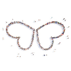 people in the form of wings.