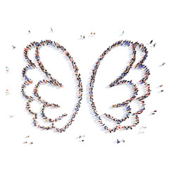 people in the form of wings.