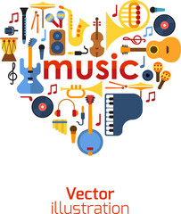 Music Heart set vector.