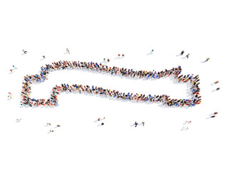 people in the form of ribbons.