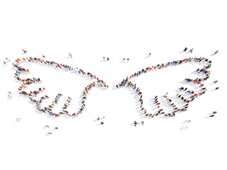 people in the form of wings.