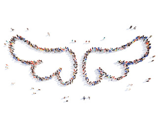 people in the form of wings.