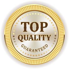 White top quality badge with gold border
