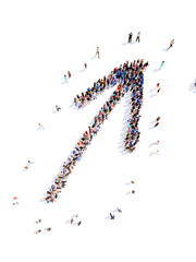 People in the form of arrows.