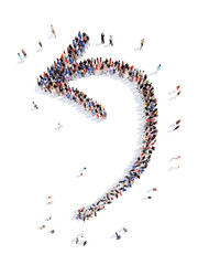 People in the form of arrows.