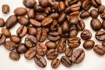 The coffee beans roasted to perfection.