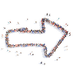 People in the form of arrows.