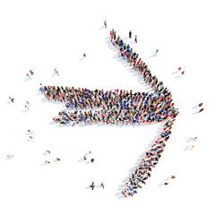 People in the form of arrows.