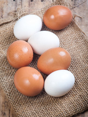 eggs on a wooden surface