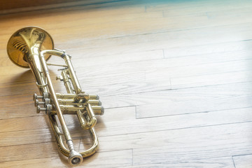 Fototapeta na wymiar Trumpet Wooden Floor