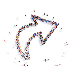 People in the form of arrows.