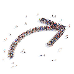 People in the form of arrows.