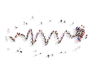 People in the form of arrows.