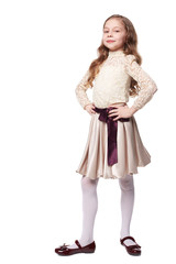 Pretty little girl wearing holiday dress isolated