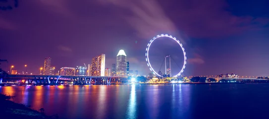 Rideaux velours Ville sur leau Singapore at night