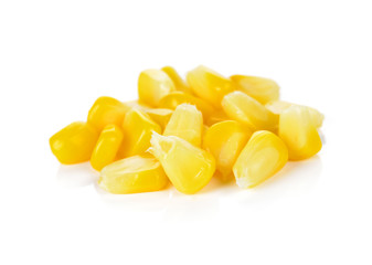 Sweet whole kernel corn on white background - obrazy, fototapety, plakaty