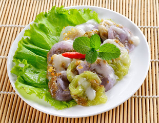Steamed rice skin dumplings, Thai style dessert