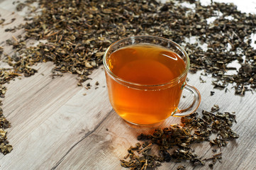 cup of tea in tea leaves