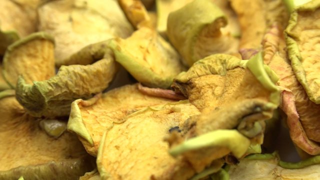 Background  of dried slices apples, group of dry slices of apple