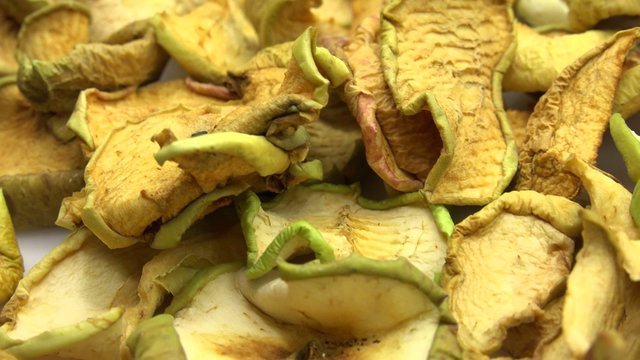 Background  of dried slices apples, group of dry slices of apple
